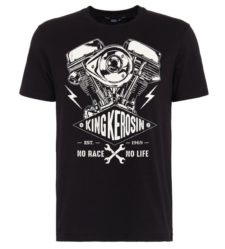 King Kerosin - Shirt mit Frontprint im Bikerstyle «No Race No Life»