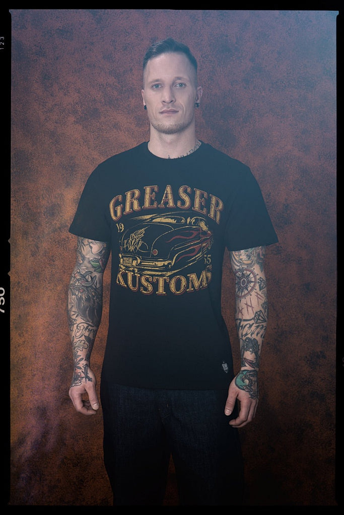 King Kerosin - Shirt mit Retro Druck «Greaser Customs»