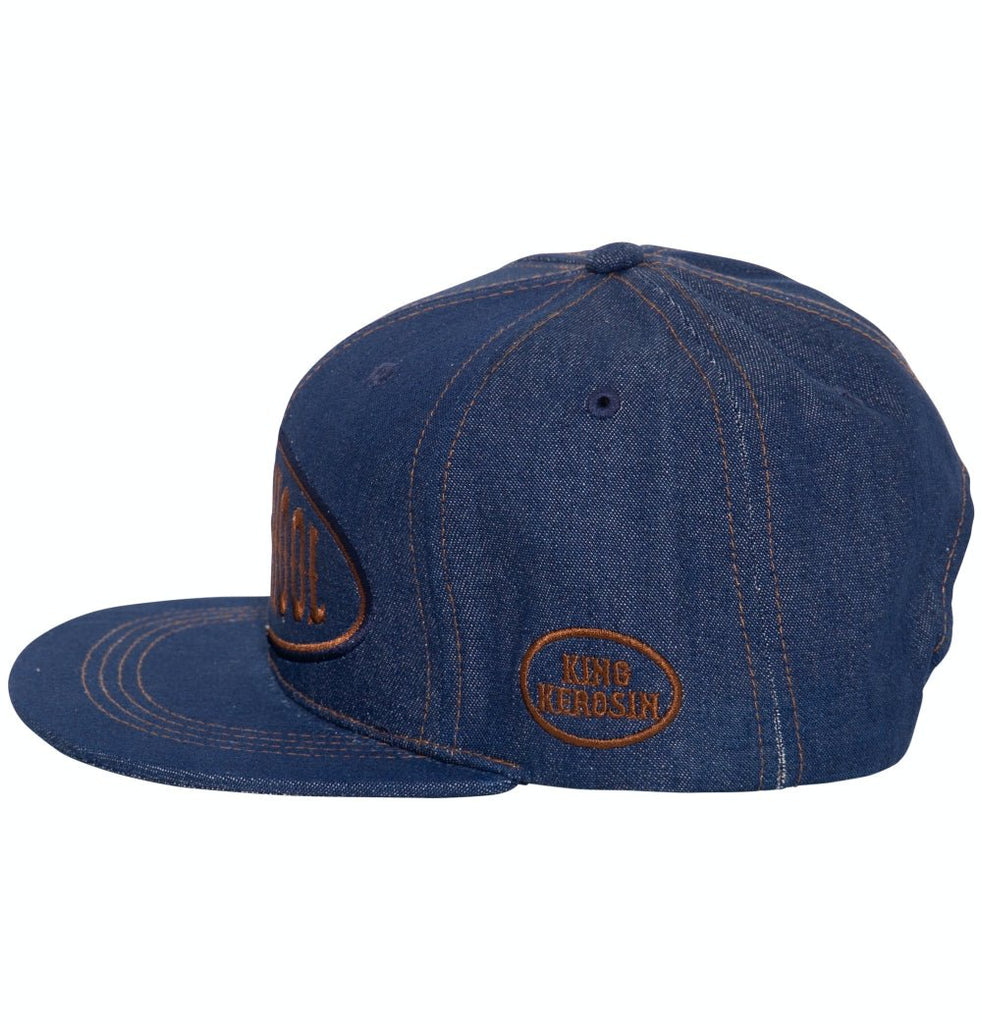 King Kerosin - Snapback Cap aus Denim mit Stickerei und Print «Oldschool»