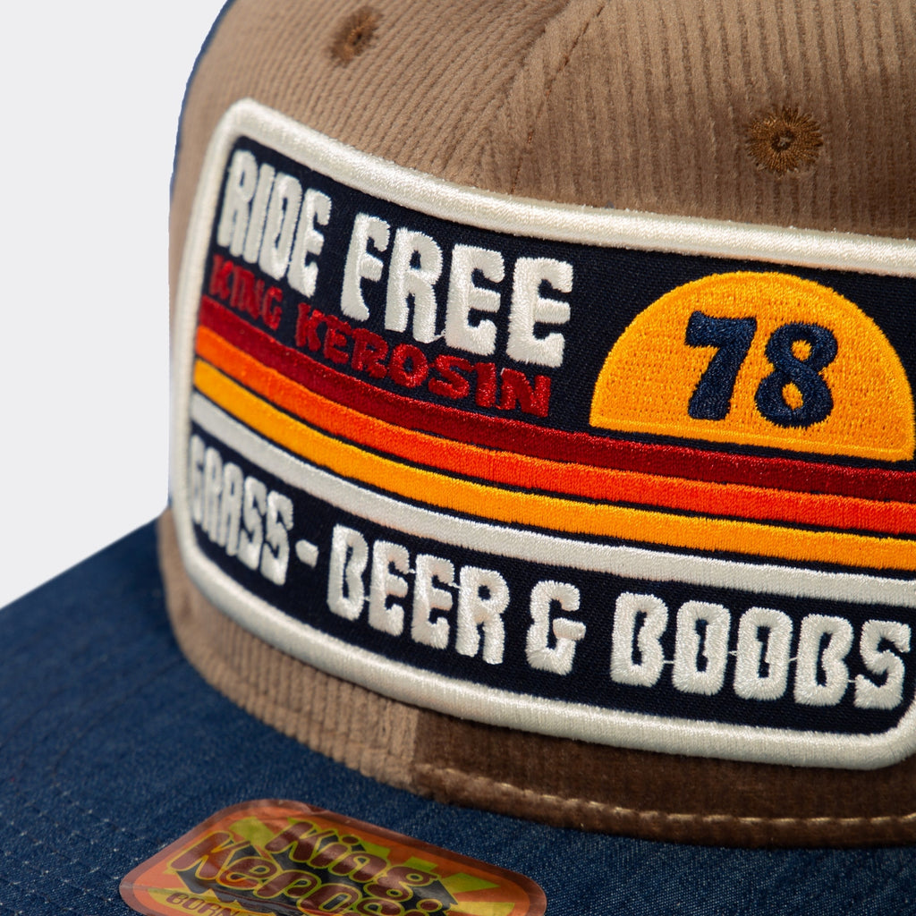 King Kerosin - Snapback Cap mit Cord - Front «Ride Free»