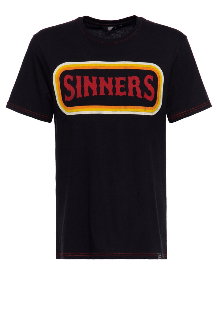 King Kerosin - Statement T-Shirt mit farbigen Absteppungen «SINNERS - fuck all»