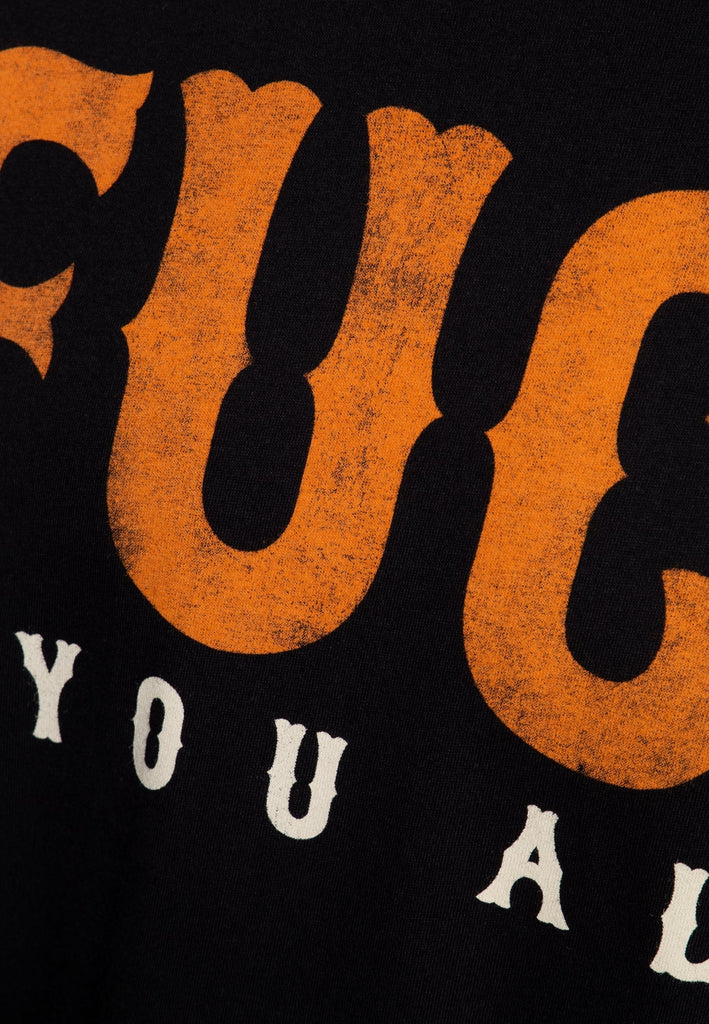 King Kerosin - Statement T-Shirt mit kontrastierenden Absteppungen «Fuck you all - Fuckers»