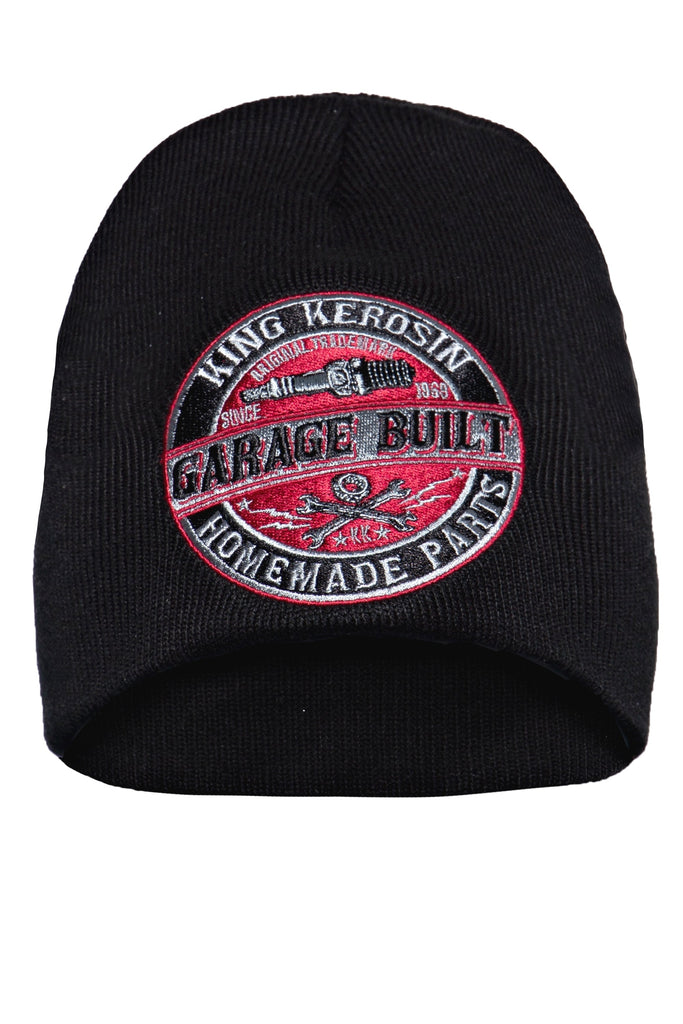 King Kerosin - Strickmütze mit coolem Frontpatch «Garage Built»