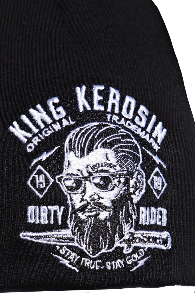 King Kerosin - Strickmütze mit Frontstickerei «Dirty Rider»