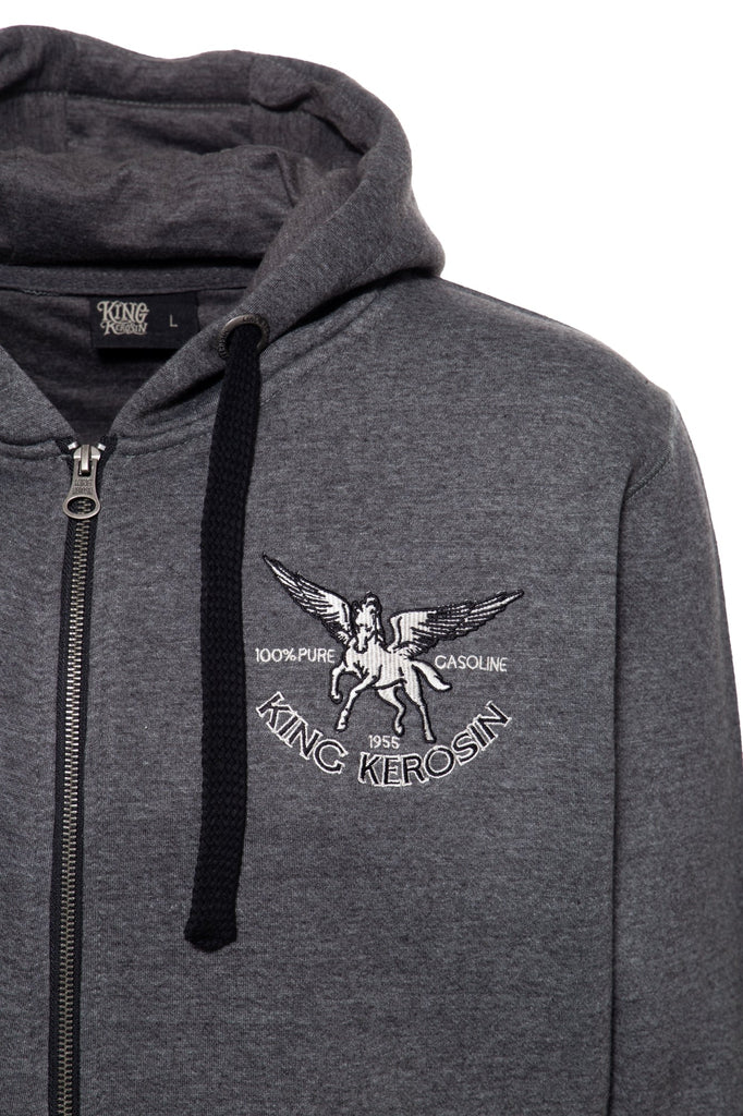 King Kerosin - Sweatjacke in melierter Optik mit Stickerei «Pegasus»