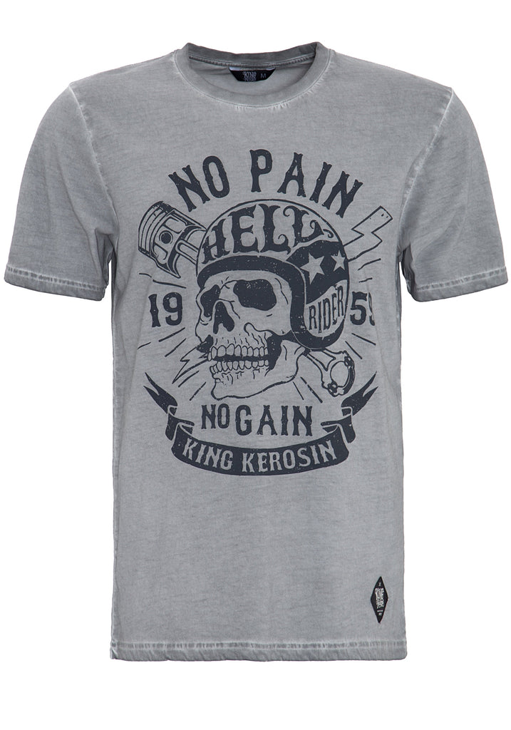 King Kerosin - T-Shirt in Oil - Washed Optik «No Pain»