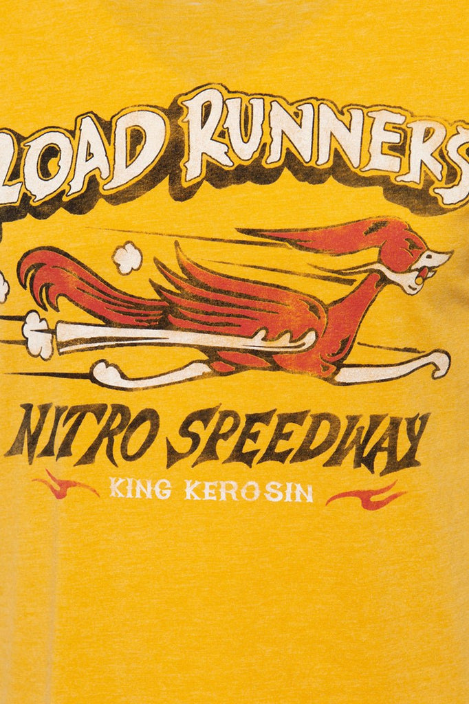 King Kerosin - T-Shirt mit Enzymwash - Effekt und Frontprint «Roadrunner»