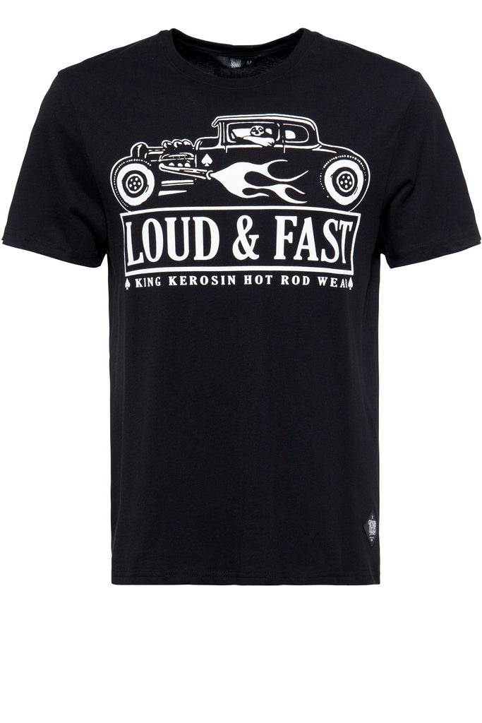 King Kerosin - T-Shirt mit Hot Rod Print «Loud & Fast»