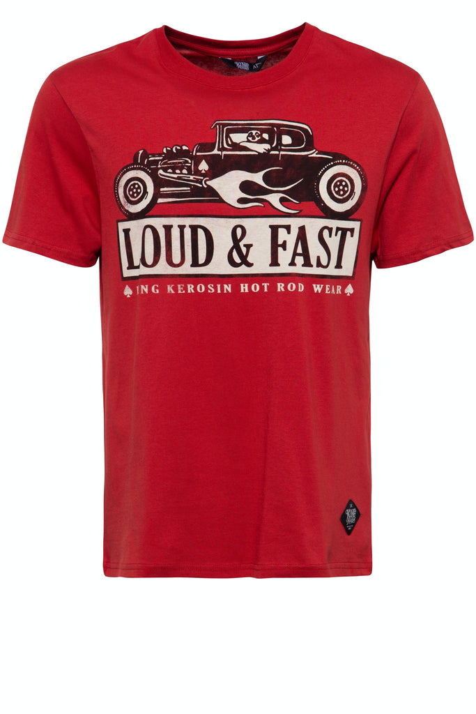 King Kerosin - T-Shirt mit Hot Rod Print «Loud & Fast»