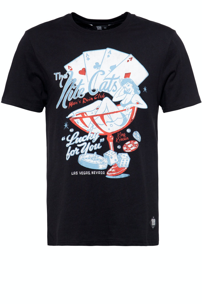 King Kerosin - T-Shirt mit Pin Up Frontprint «Nite Cats»