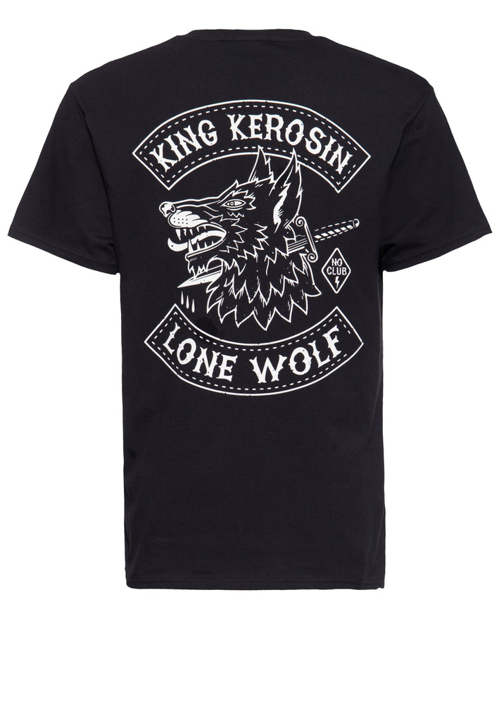 King Kerosin - T-Shirt mit Print auf der Brust und im Rücken «Lone Wolf»