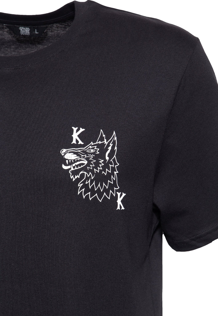 King Kerosin - T-Shirt mit Print auf der Brust und im Rücken «Lone Wolf»