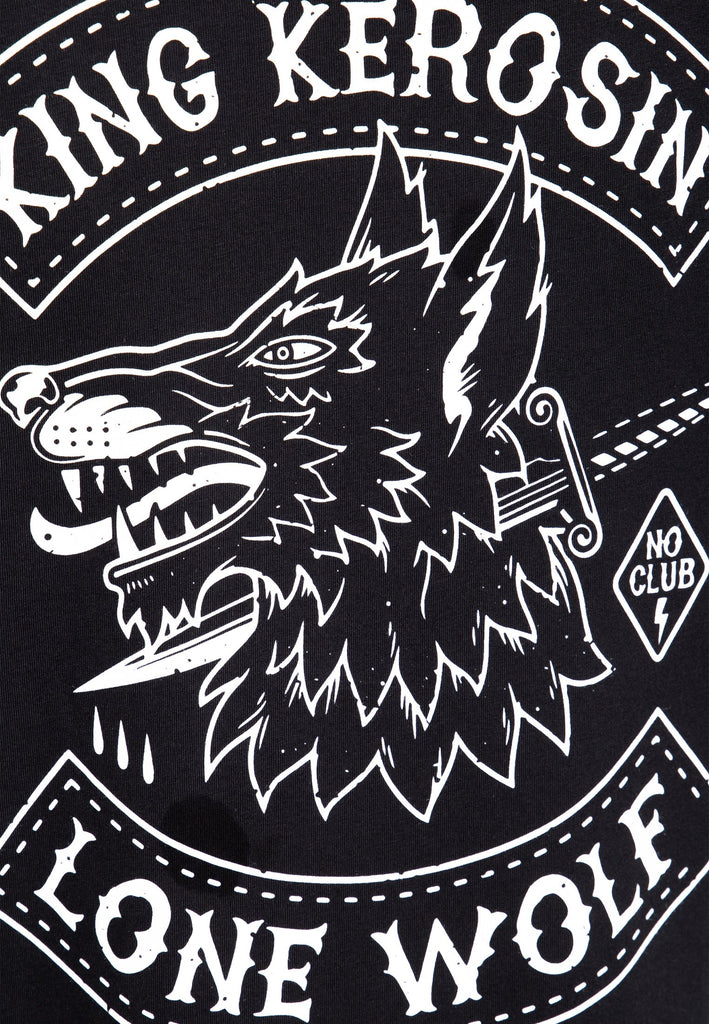 King Kerosin - T-Shirt mit Print auf der Brust und im Rücken «Lone Wolf»