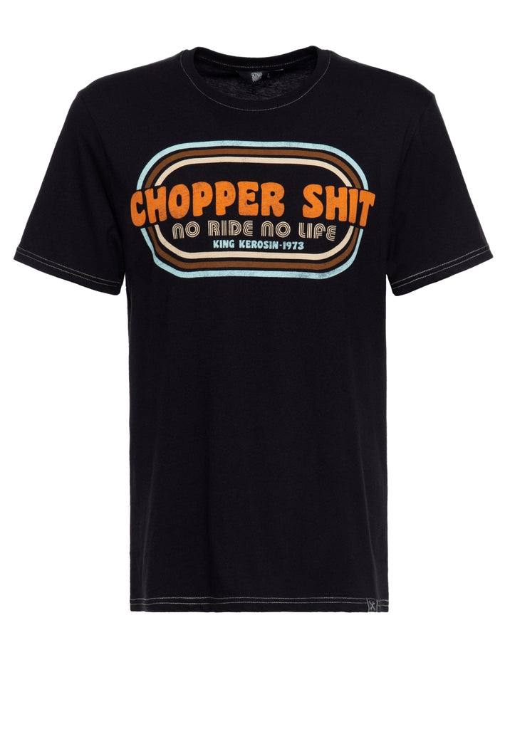 Queen Kerosin T-Shirt mit Print und farbigen Absteppungen «Chopper Sh*t»