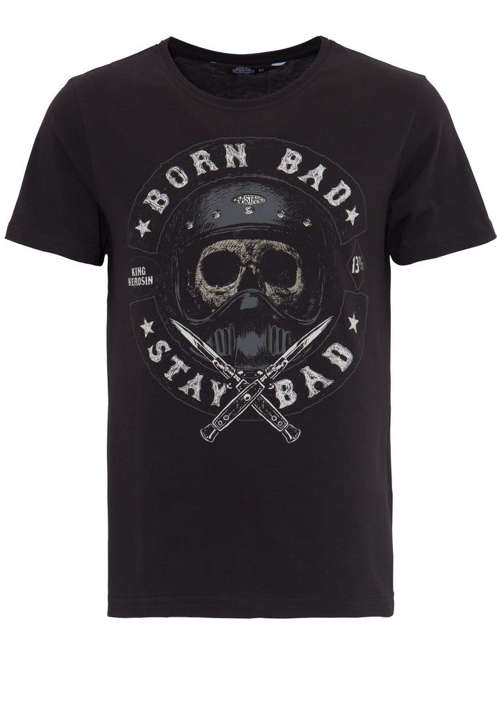 King Kerosin - T-Shirt mit Skull Print Born Bad Stay Bad