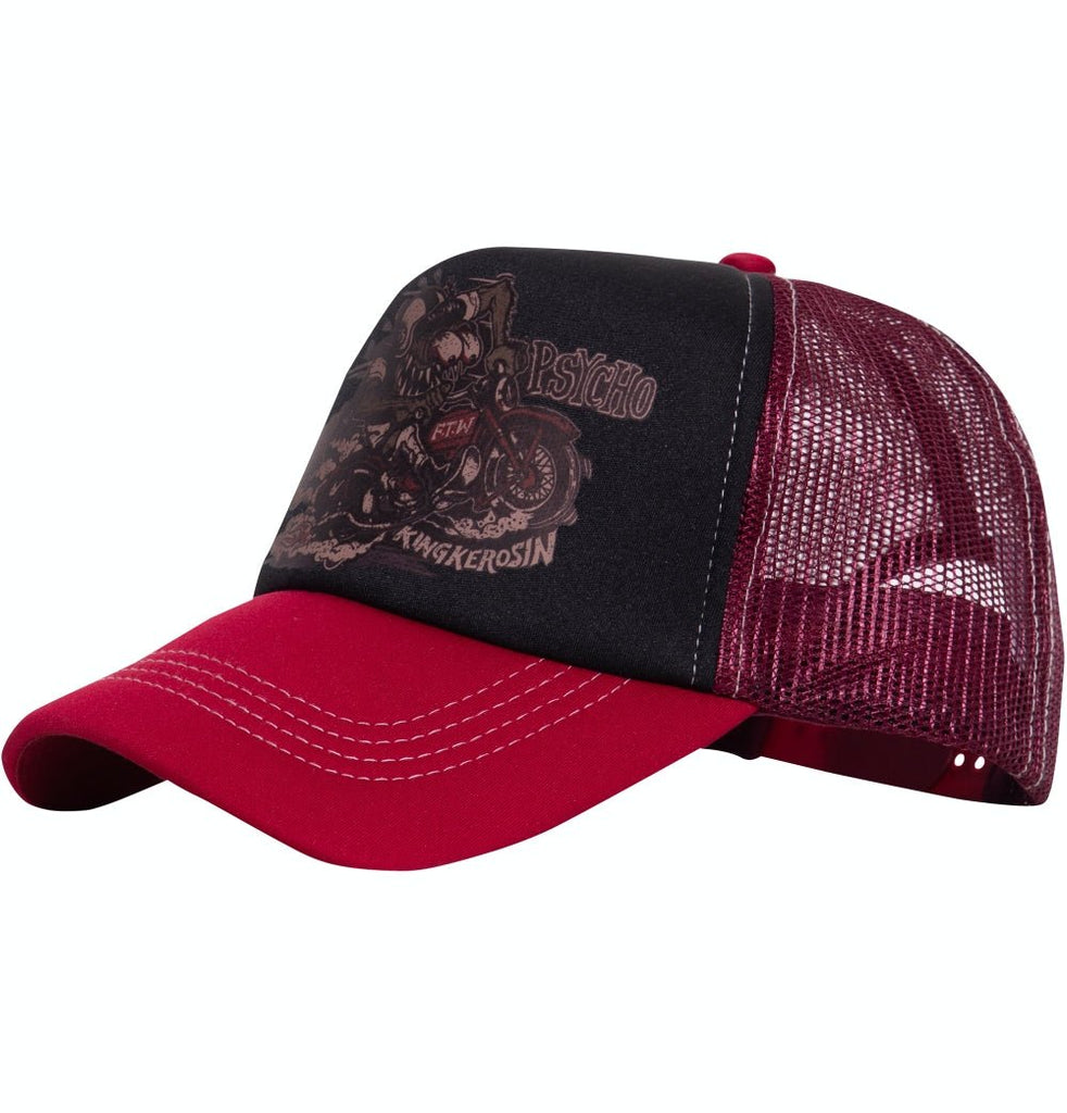 King Kerosin - Trucker Cap Classic mit wattierter Front und Motiv - Print «Moto Psycho»