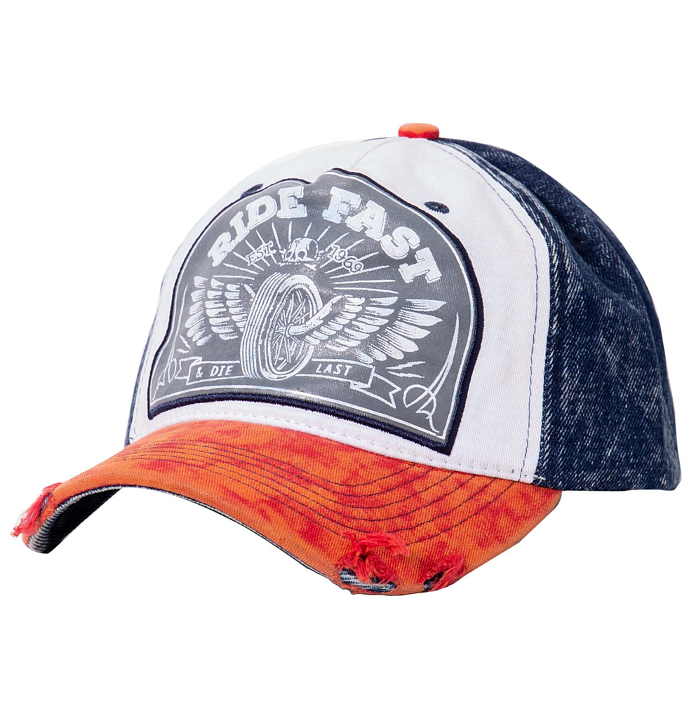 King Kerosin - Trucker Cap im Vintage Denim Look «Ride Fast»