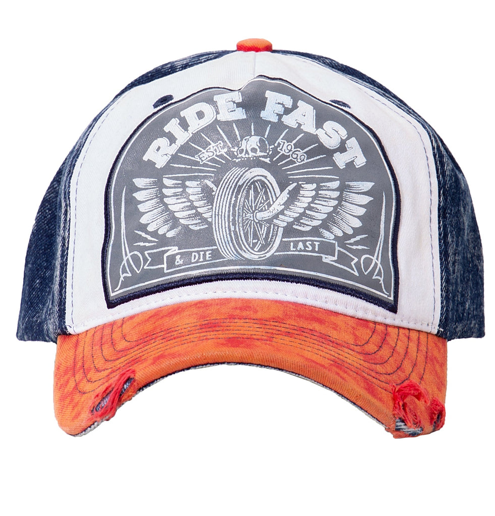 King Kerosin - Trucker Cap im Vintage Denim Look «Ride Fast»