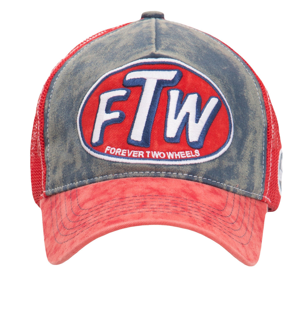 King Kerosin - Trucker Cap mit Denim Einsatz im Used Look «FTW»