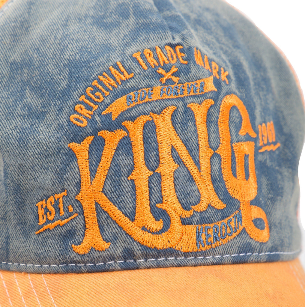 King Kerosin - Trucker Cap mit Denim Einsatz im Used Look «KING»