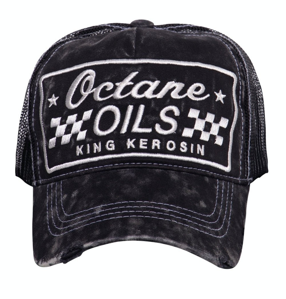 King Kerosin - Trucker Cap mit Enzymwash - Effekt und Stickerei «Octane Oils»