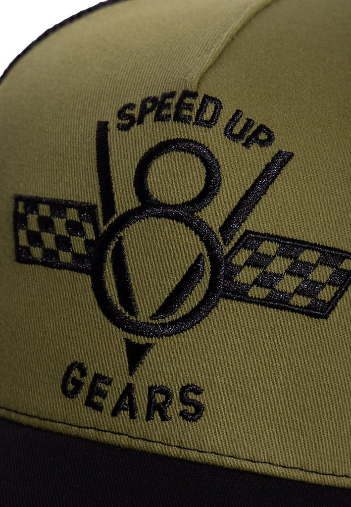 King Kerosin - Trucker Cap mit Front - Stickerei und seitlichem Patch «Speed Up Gears»