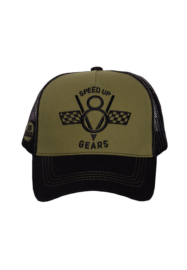 King Kerosin - Trucker Cap mit Front - Stickerei und seitlichem Patch «Speed Up Gears»