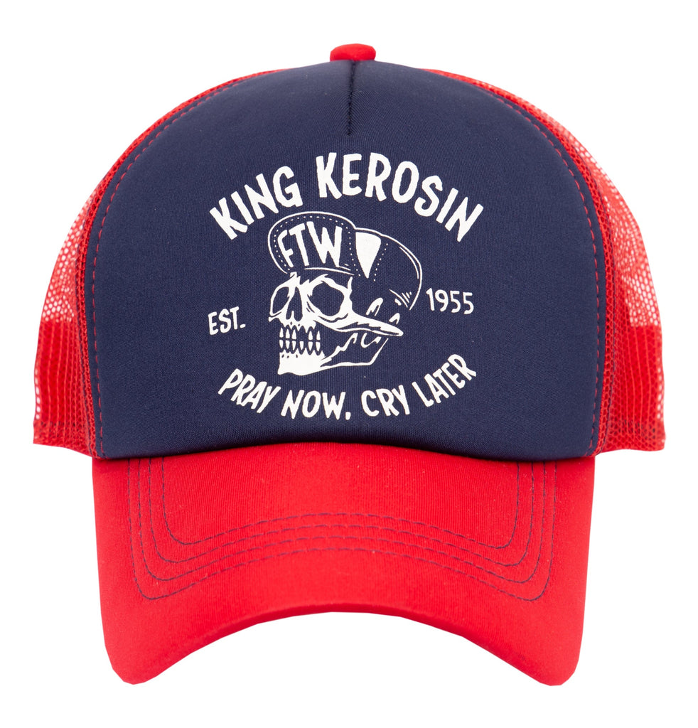 King Kerosin - Trucker Cap «mit kontrastfarbenem Print «Pray now. cray later»