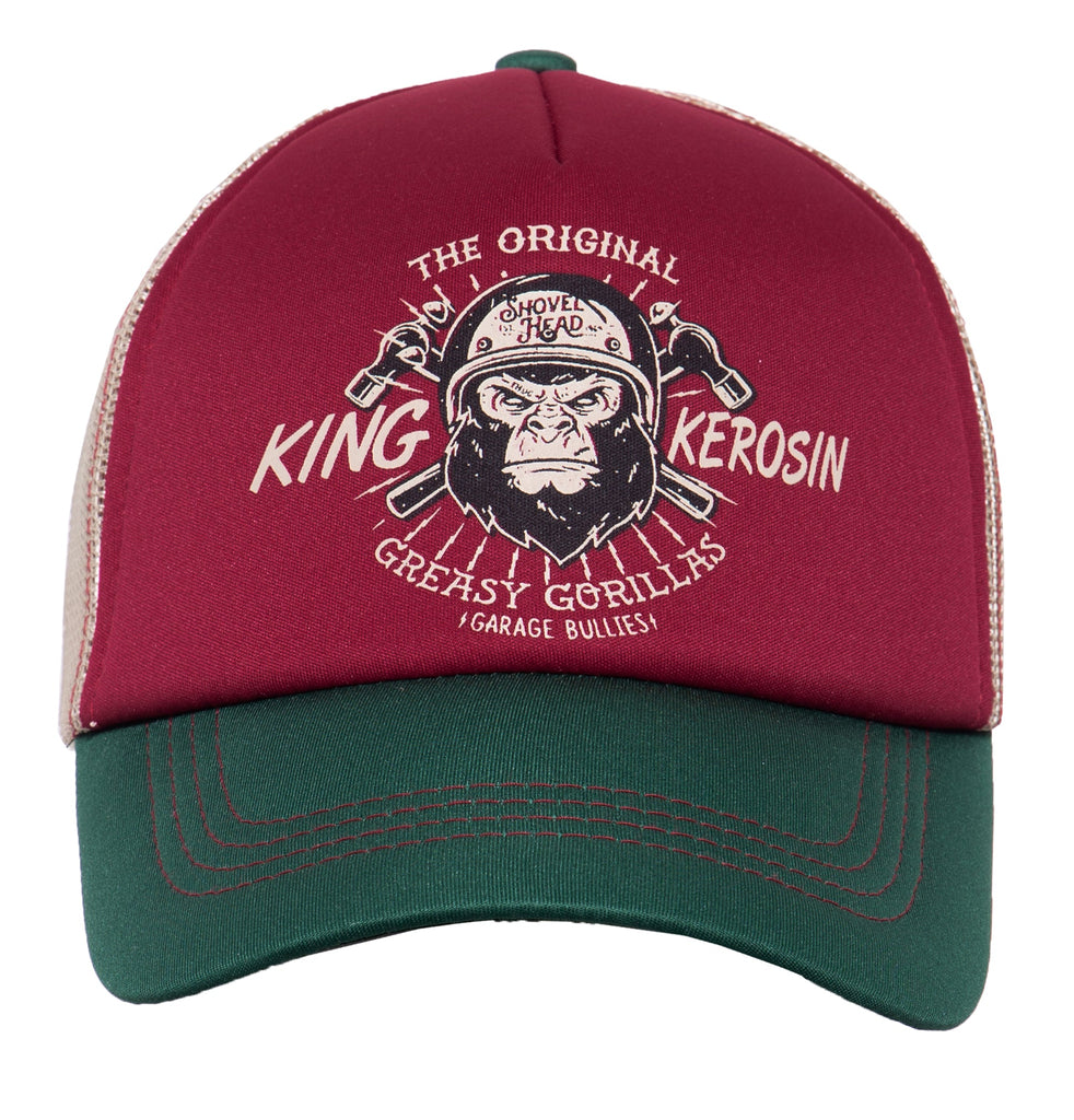 King Kerosin - Trucker Cap mit Mesheinsatz und Print «Greasy Gorillas»