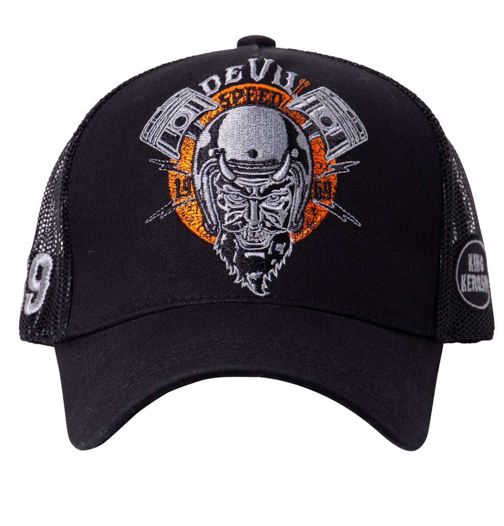 King Kerosin - Trucker Cap mit rebellischer Front - Stickerei «Devil Speed»