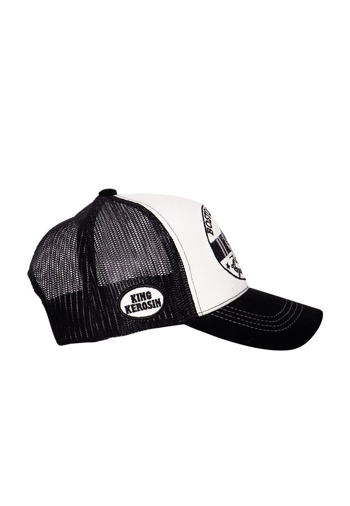 King Kerosin - Trucker Cap mit Schirm in Samt - Optik und Stickereien «Boston Eagles»