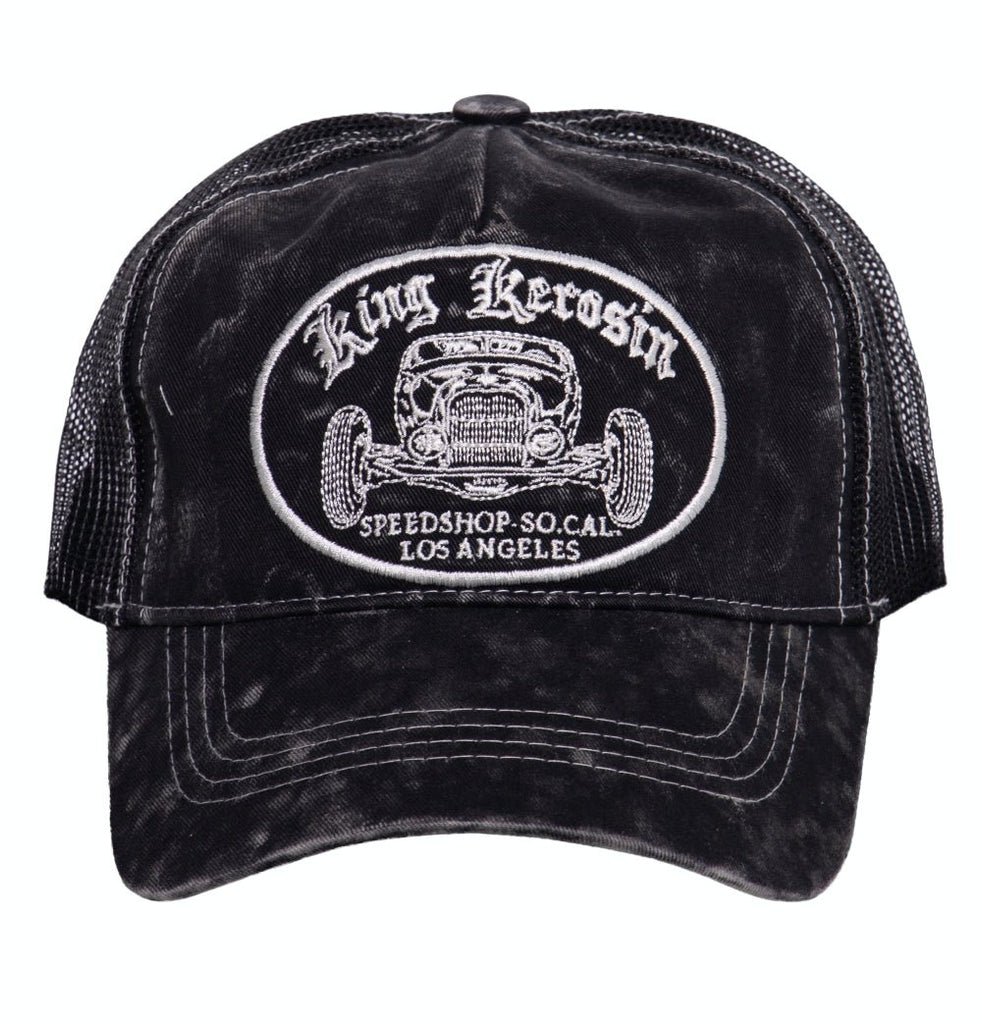 King Kerosin - Trucker Cap mit Stickerei in der Front und Enzymwash «Speedshop SoCal»