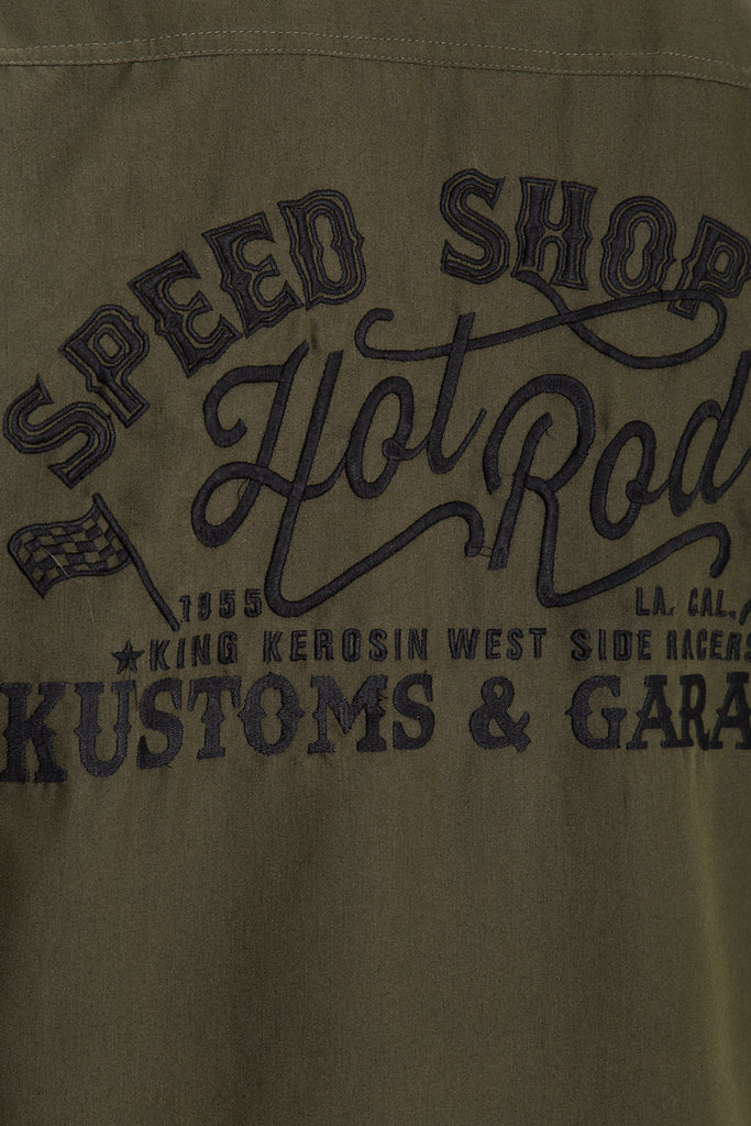 King Kerosin - Worker - Hemd mit Front - und Rückenstickerei «Hot Rod»