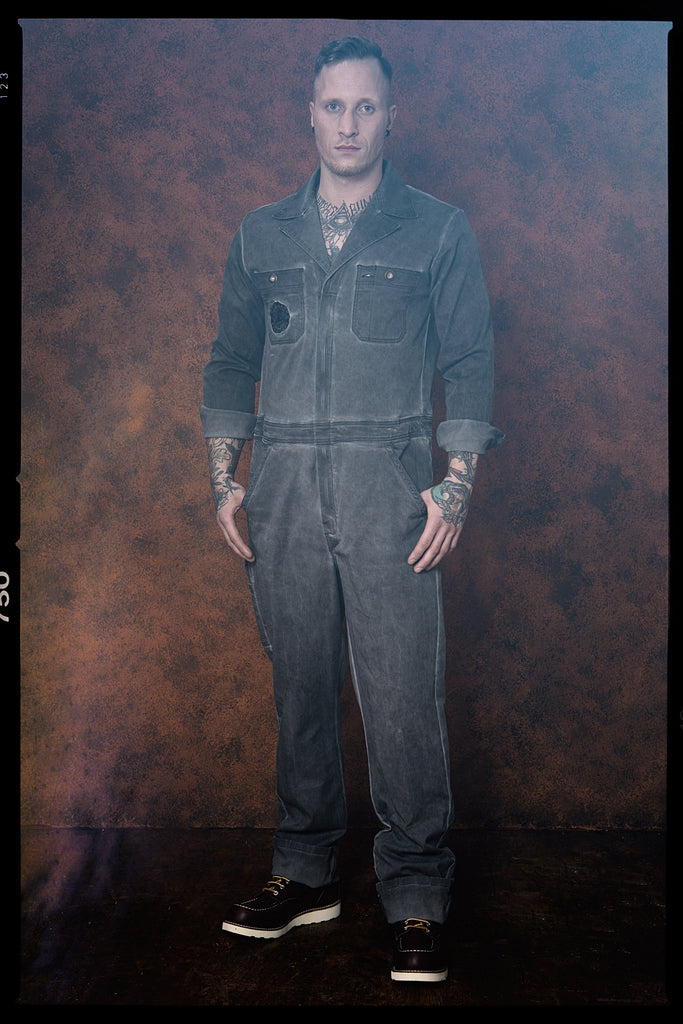 King Kerosin - Workwear Overall Jeans mit Oilwash - Effekt «Work Hard»