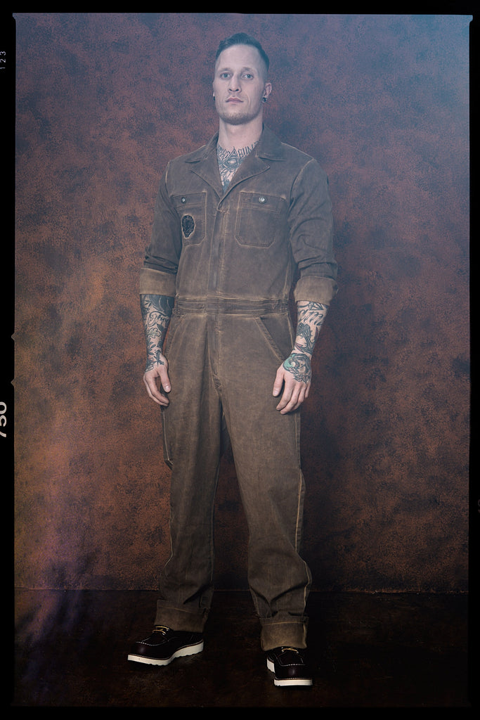 King Kerosin - Workwear Overall Jeans mit Oilwash - Effekt «Work Hard»