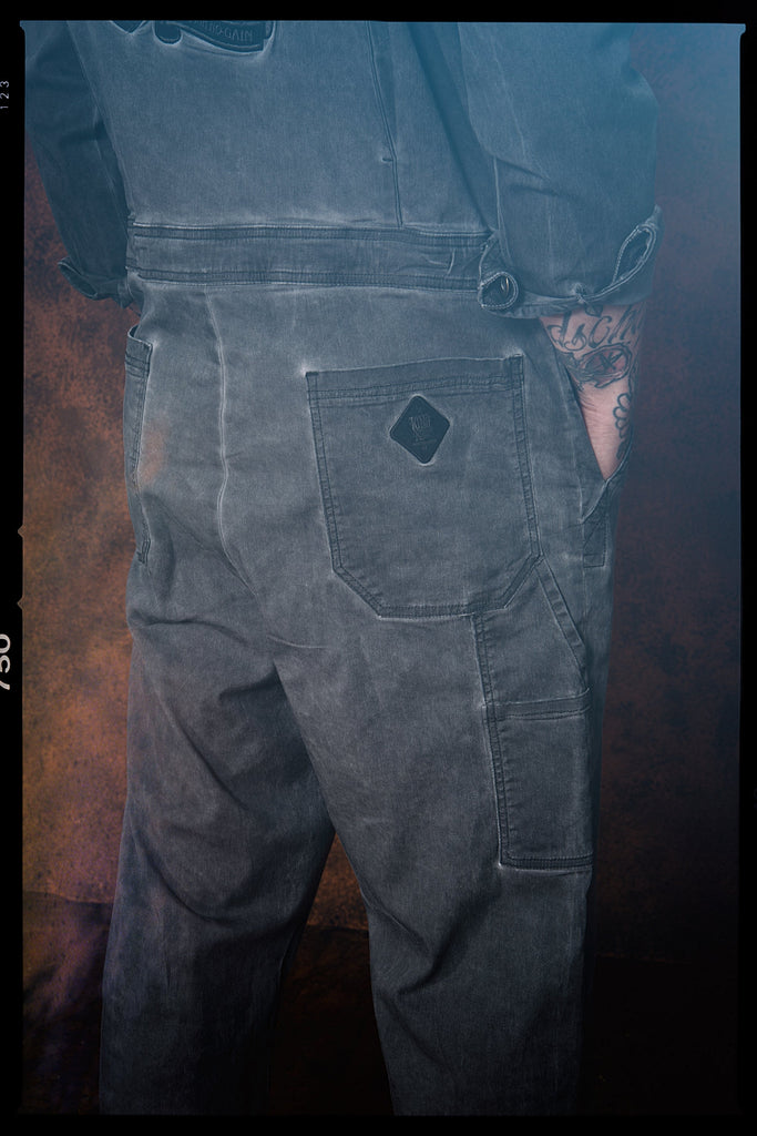 King Kerosin - Workwear Overall Jeans mit Oilwash - Effekt «Work Hard»