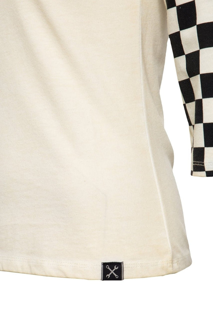 Queen Kerosin - 3/4-Sleeve Shirt mit Racing Flag Raglanärmel «Speedshop»