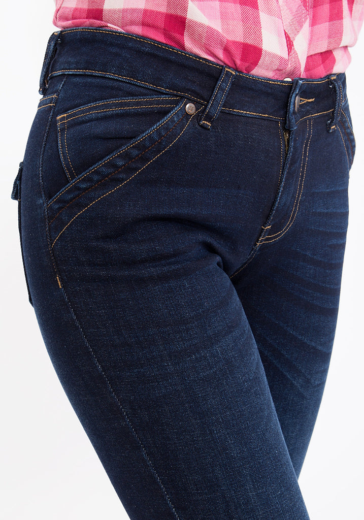 Queen Kerosin - Bootcut Jeans mit Klappentaschen «Nina»