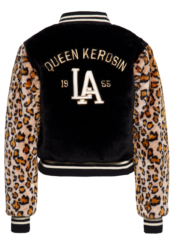 Queen Kerosin - College Fake-Fur-Jacke «L.A. 55»