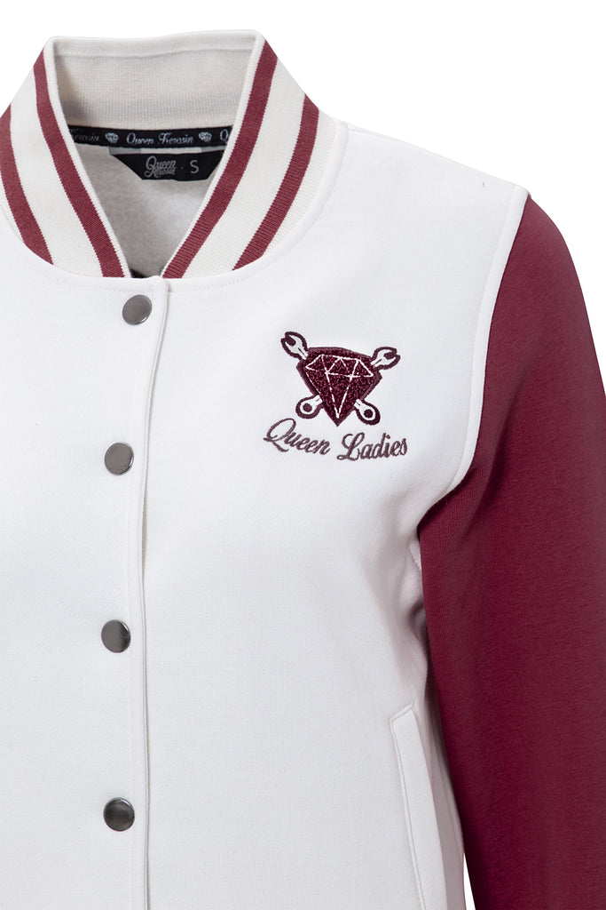 Queen Kerosin - College Jacket mit Frottier - Stickerei