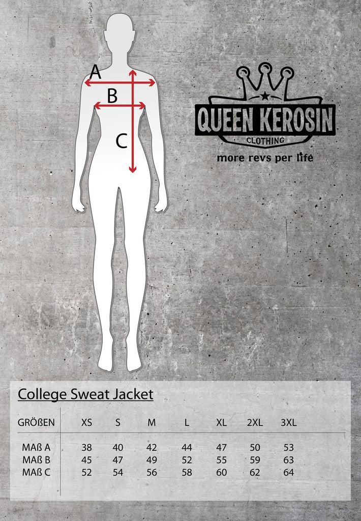 Queen Kerosin - College Sweatjacke in kontrastierender Farbgebung mit Stickerei «Bee a Queen»