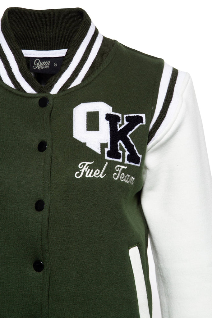 Queen Kerosin - College Sweatjacke mit authentischen Applikationen «Fuel Team»