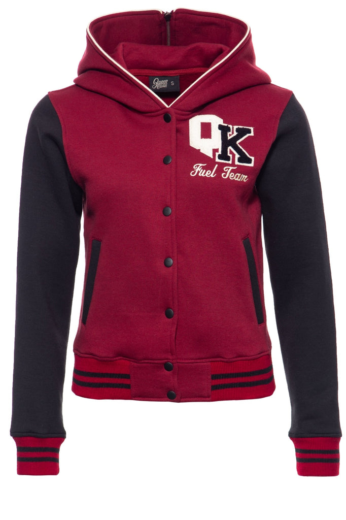 Queen Kerosin - College Sweatjacke mit funktionaler Kapuze «Queens Fuel Team»