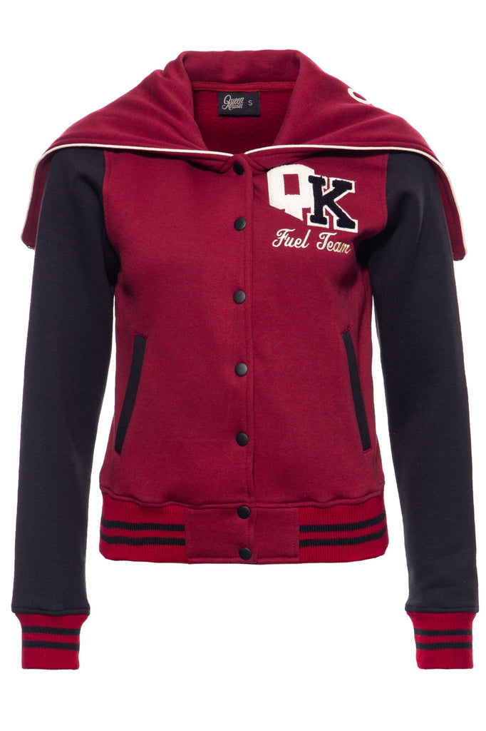 Queen Kerosin - College Sweatjacke mit funktionaler Kapuze «Queens Fuel Team»