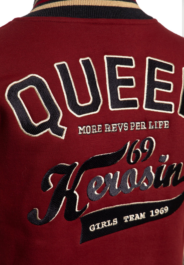 Queen Kerosin - College Sweatjacke «QK more revs per life»