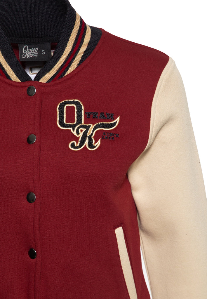 Queen Kerosin - College Sweatjacke «QK more revs per life»