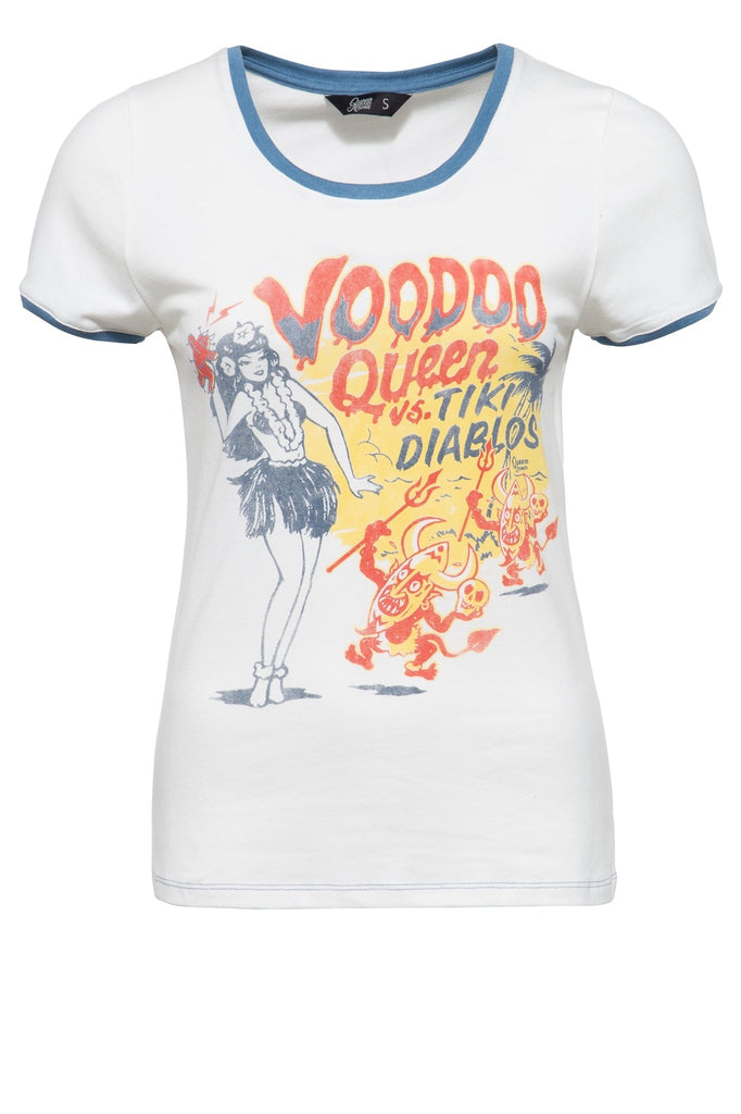 Queen Kerosin - Contrast Shirt mit Cartoon Print im Vintage Style «Vookdoo Queen»