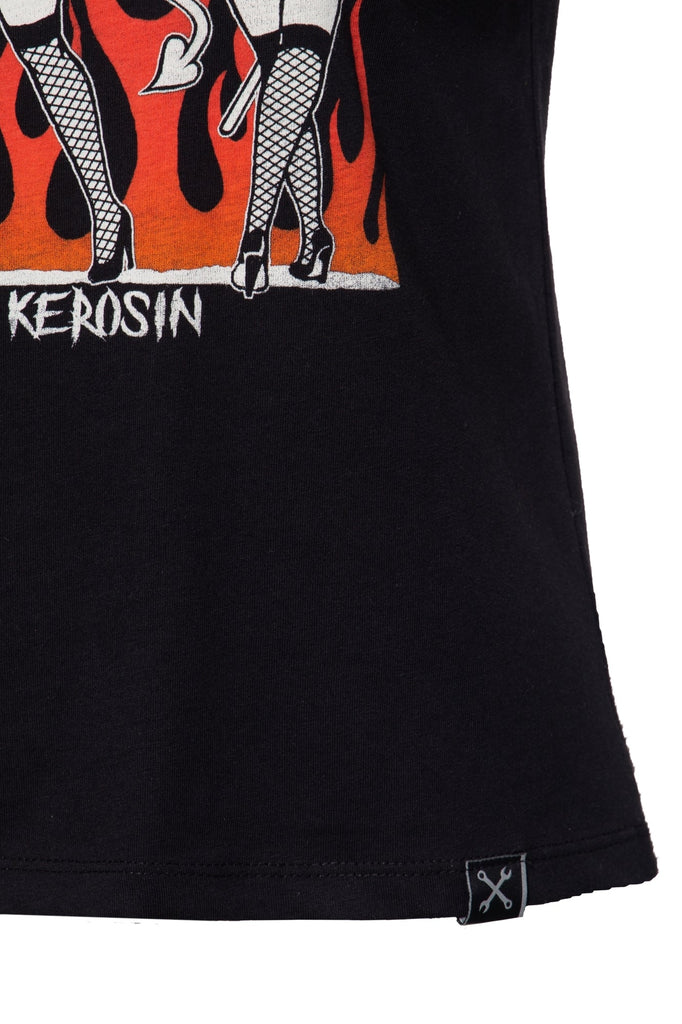 Queen Kerosin - Cooles T-Shirt im Wide Fit «Hear, see, shhh»