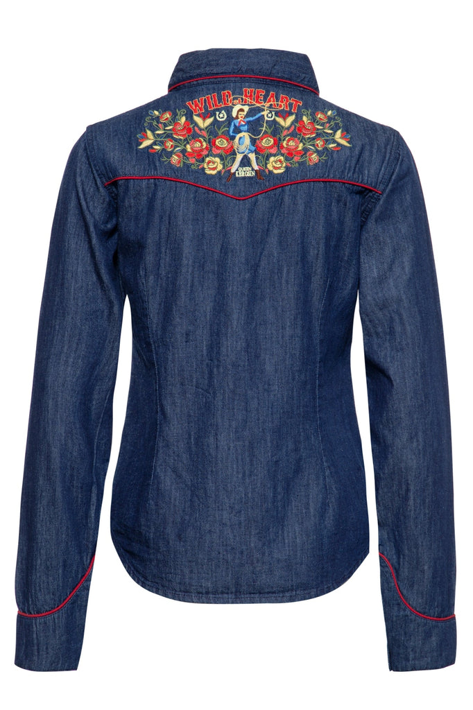 Queen Kerosin - Denim - Bluse im Western - Style