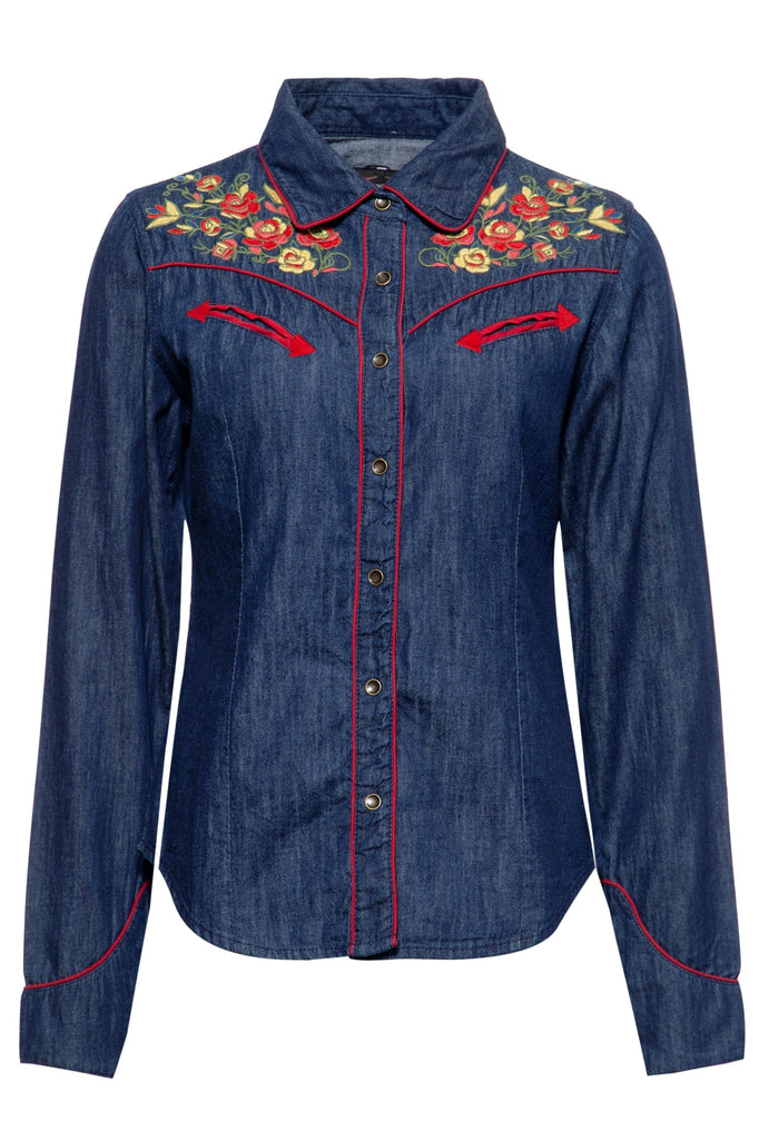 Queen Kerosin - Denim - Bluse im Western - Style